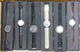 A collection of Modern Eaglemoss Reproduction Divers & Pilots Historic type watches, all boxed (6)