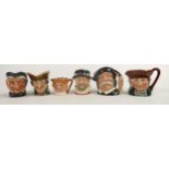 Royal Doulton Miniature Character Jugs Granny, Old Charley, Dick Turpin, Sancho Panca D6518,