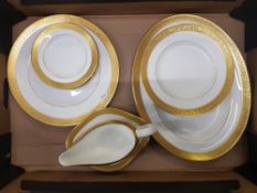 Wedgwood Ascot pattern Dinner ware items to include Oval Platter, 6 salad plates, gravy boat and