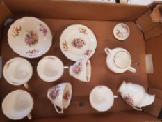Coalport floral tea part tea set to include 6 cups and saucers, 3 side plates, milk jug and lidded
