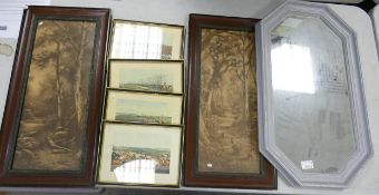 A collection of framed early 20th Century Prints & later Wall Mirror(7)