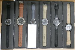 A collection of Modern Eaglemoss Reproduction Divers & Pilots Historic type watches, all boxed (6)