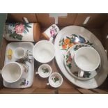 A collection of Portmeirion items, oval platter, storage jars etc (1 tray).