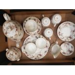 Minton Ancestral Pattern Tea set to include large tea pot, 6 trios, Milk Jug, lidded sugar bowl,