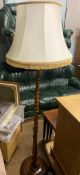 Turned oak standard lamp, 185cm H.
