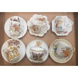 An interesting group of early Royal Commemorative cup and saucer sets, including a Foley China