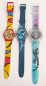 Three Swatch Branded Watches