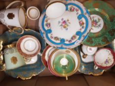 A collection of Minton Cabinet plates, cabinet cup and saucers together with 2 Loving Cups Signed by