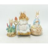 Schmid Beatrix Potter Figures including Musical Lady Mouse, Peter Rabbit & Border Fine Arts Peter