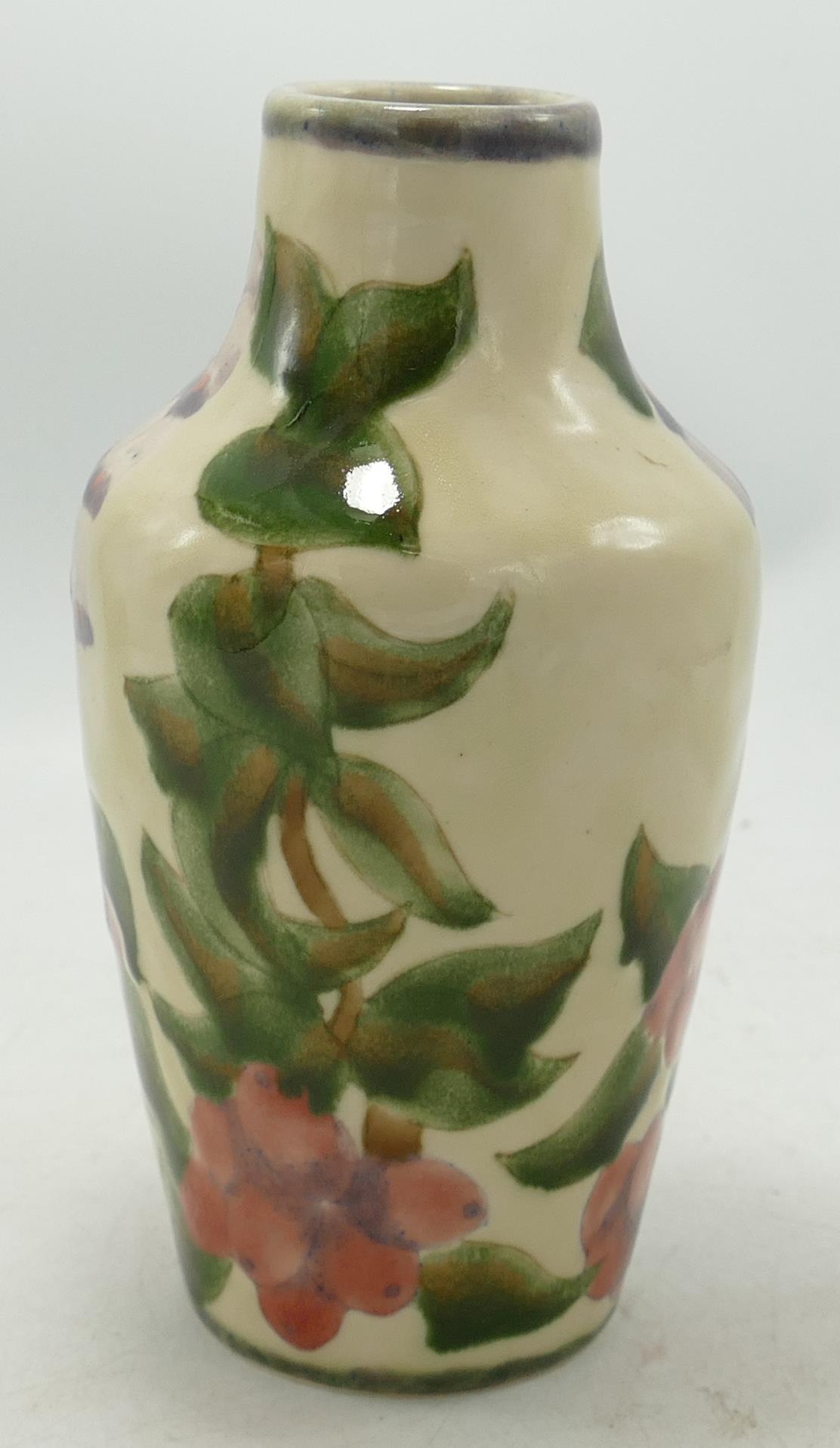 Cobridge Stoneware Foxglove Patterned Vase, height 16.5cm, silver line seconds