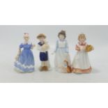 Royal Doulton Child Figures kitty Hn3876, Special Friend Hn3607 , Mother Helper Hn3650 & A Posy