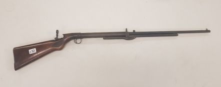 Early 20th Century .22 air rifle with oak stock, working order, serial number S6745, 115cm in