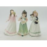 Royal Doulton Boxed Child Figures Home at Last Hn3697, Flowers for Mother Hn3454 & Hello Daddy