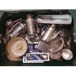 A good collection of mixed silver plated and white metal items to include large twin handled