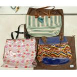 A collection of used Fossil & Lulu Guinness Ladies Handbags & 2 dust covers (3)