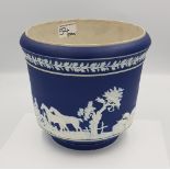 Adams jasperware large blue dip planter, height 20cm.