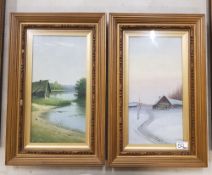 Two early 20th century framed and glazed oil paintings of landscape scenes 51cm x 32.5cm (2).