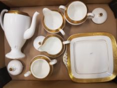 Wedgwood Ascot pattern Tea ware items to include Coffee/Tea Pot, Cake plate, two milk jugs and two