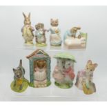Boxed Royal Albert Beatrix Potter Figures Mr Benjamin Bunny, Hunca Munca Sweeping, Miss Doormouse,
