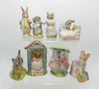 Boxed Royal Albert Beatrix Potter Figures Mr Benjamin Bunny, Hunca Munca Sweeping, Miss Doormouse,