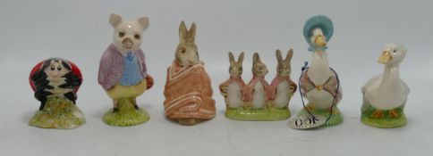 Boxed Royal Albert Beatrix Potter Figures Pigling Bland, Poorly Peter Rabbit, Jemima Puddleduck,