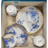 Four Early Royal Doulton Blue & White Trio's (one cup with hairline