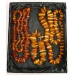 A collection of Amber Jewellery to include 2 necklaces & bracelet
