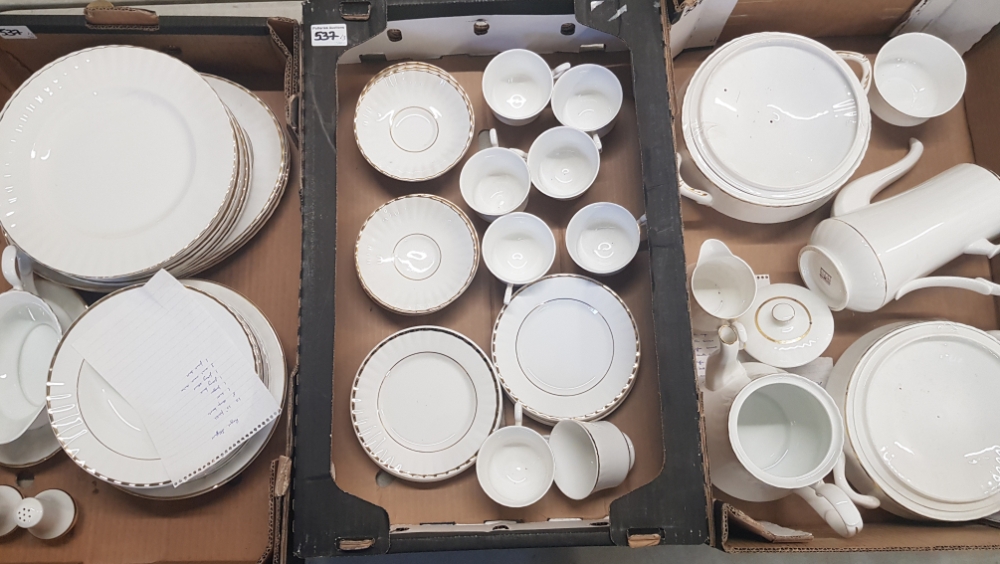 A large collection of Royal Stafford White and Gold Tea and dinner ware to include Dinner plates,