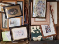 A large collection of different sized framed prints (2 trays)