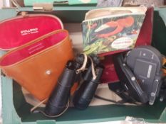 Cased vintage pair of Dollond 'Owlux' 20 x 60 binoculars, together with a cased vintage Bell &
