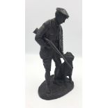 A Heredities bronzed Figure of Gamekeeper and gun dog.