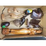 A mixed collection of carved African hardwood figures (1 tray)