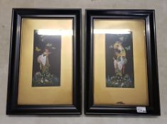 Two Edwardian Japanese paintings of Geisha's in ebonised frames, signed, 47cm x 32cm (2).