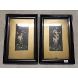 Two Edwardian Japanese paintings of Geisha's in ebonised frames, signed, 47cm x 32cm (2).