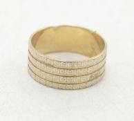 9ct gold ladies decorated wedding ring, size M, 3.1g.