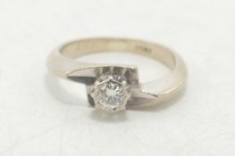 18ct white gold ladies diamond solitaire ring, diamond approx 0.25ct, ring size I, 3.6g.