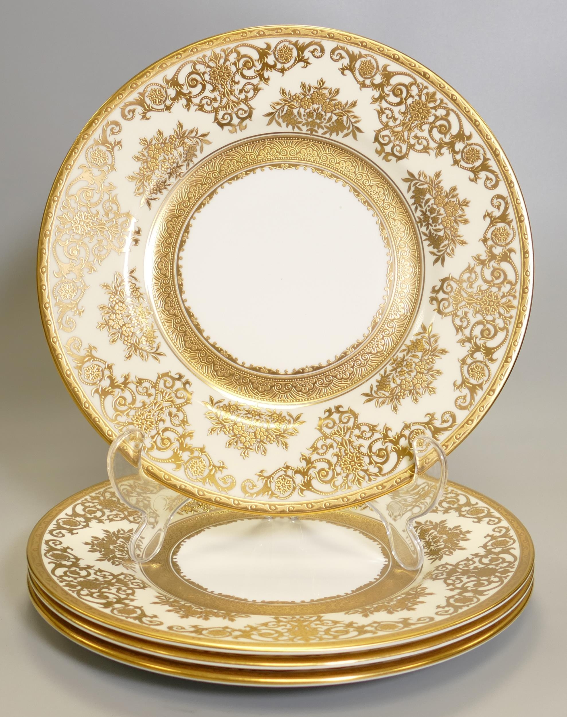 De Lamerie Fine Bone China heavily gilded Exotic Garden patterned Salad plates , specially made high