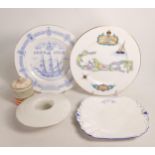 Shelly Miscellaneous Tab handled plate Warren Rd Church Rhyl. Plain white posy bowl. 10cm lidded