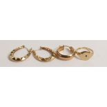 Pair 9ct gold earrings, 9ct ladies signet ring and one odd 9ct gold earring, 5.3g.