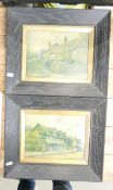 W. W Quartremain Pair of Oak Framed Village Life Prints, each 32.5cm x 38cm