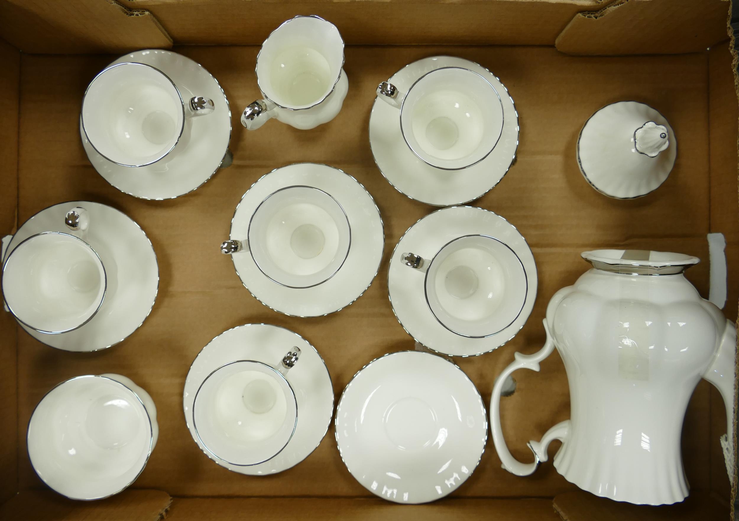 Royal Albert Chantilly coffee set include coffee pot, cups, saucers, sugar bowl & cream jug. 16