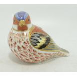 Royal Crown Derby Chaffinch Paperweight, gold stopper