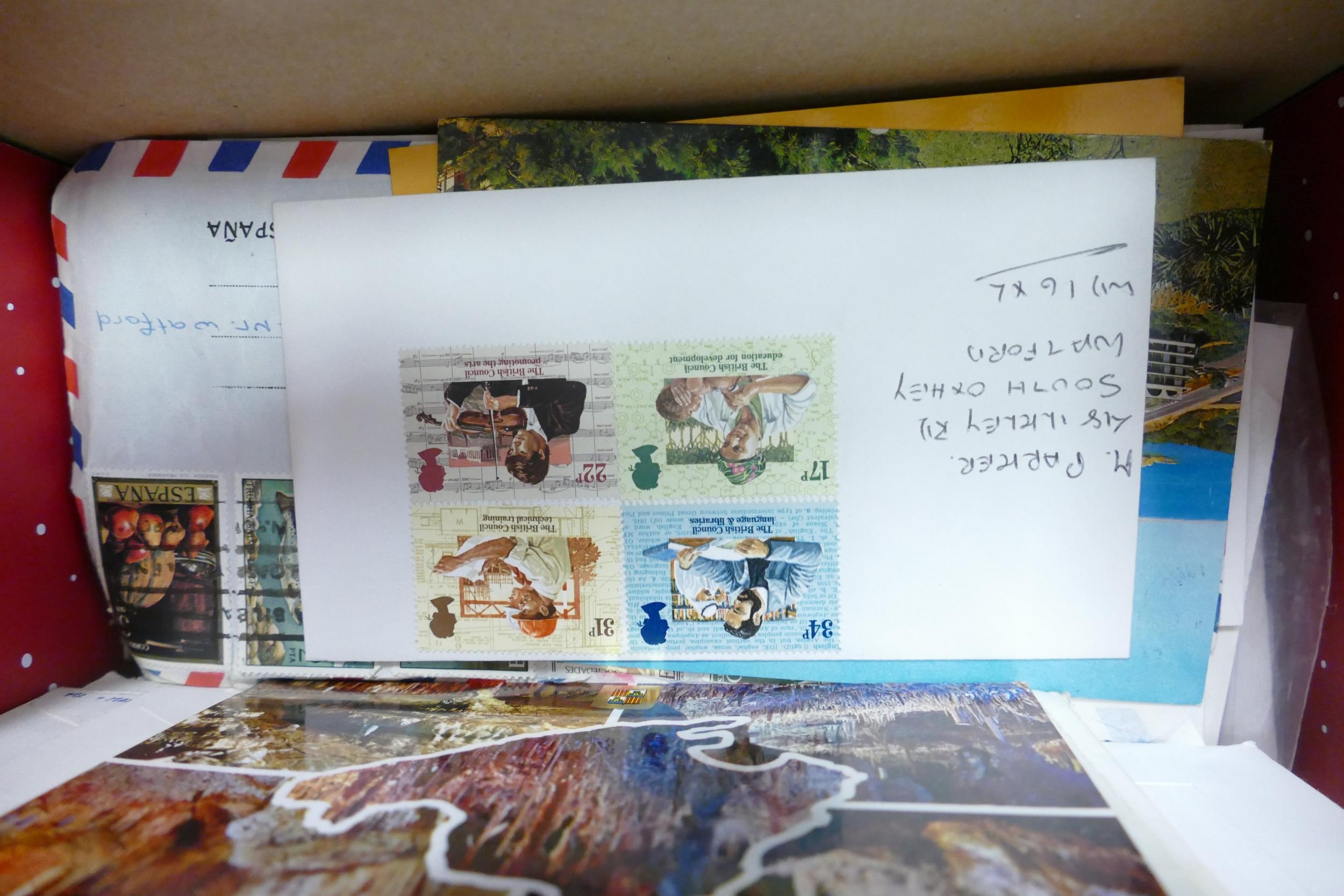 Collection of stamps includes world album, presentation packs, First Day Covers, and general covers.