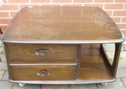 Ercol Pandora's Box Coffee Table, some stain loss, 40cm x 79cm x 79cm