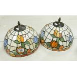 Two Tiffany Style Leaded Glass Lampshades, diameter 31cm(2)