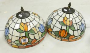 Two Tiffany Style Leaded Glass Lampshades, diameter 31cm(2)