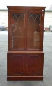 Reproduction Glazed 2 door Yew Bookcase, length 99, depth 38 & height 195cm