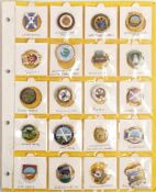 Scottish Bowling club enamel badges x 20 on one page. This is one lot of many similar lots offered