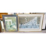 Two Large Tom Dobson Street Scene Signed Prints., large frame size 69 x 94(2)