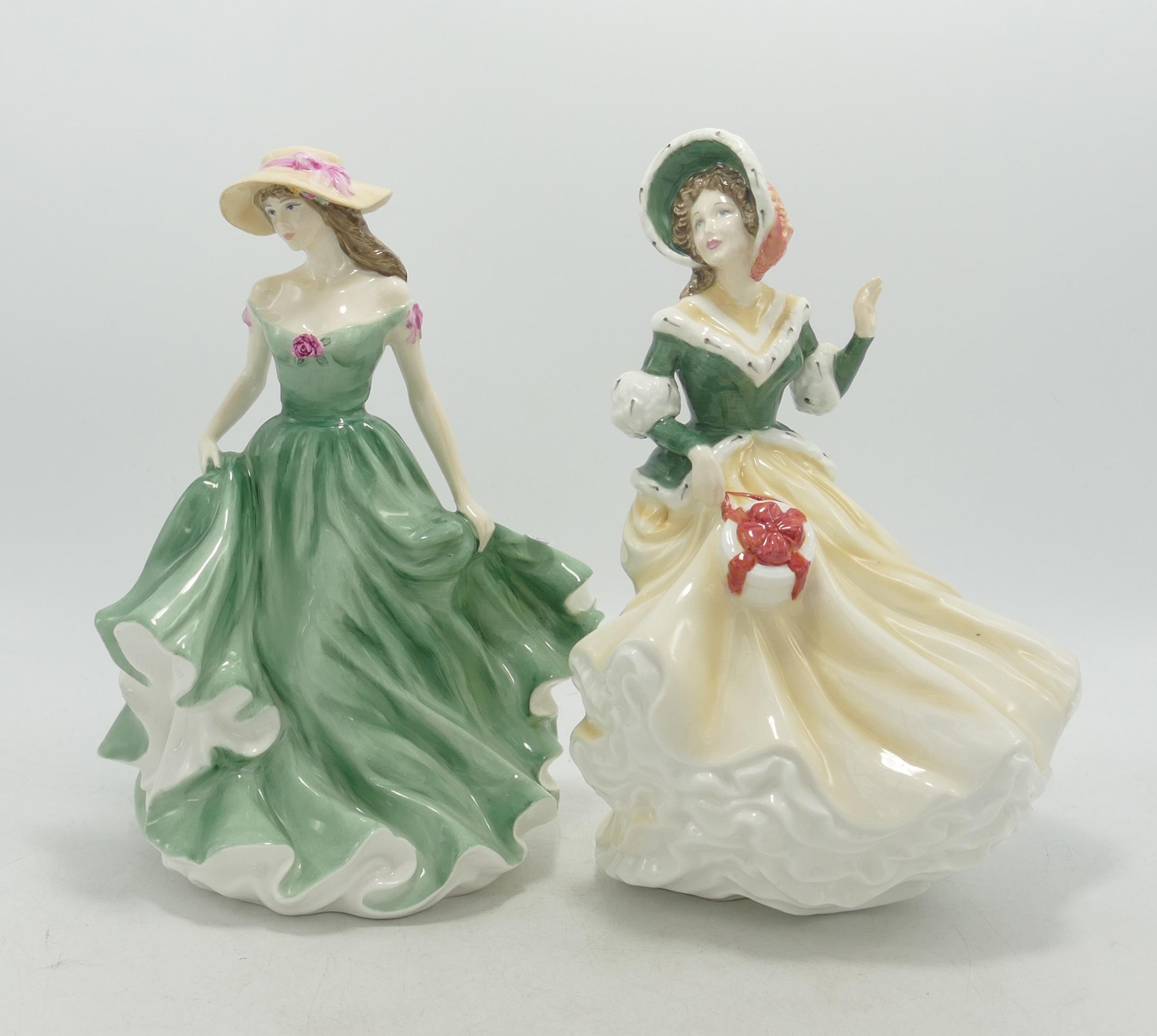 Royal Doulton Lady Figures Christmas Day 2002 Hn4422 & Best Wishes Hn3971(2)